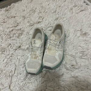 On Running White and Green Sneakers